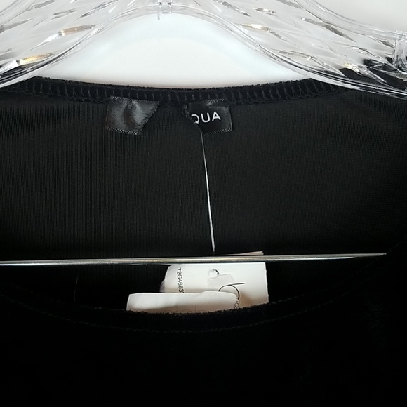 AQUA | BLACK VELVET RUFFLE SLEEVE SHIRT - Picture 4 of 7